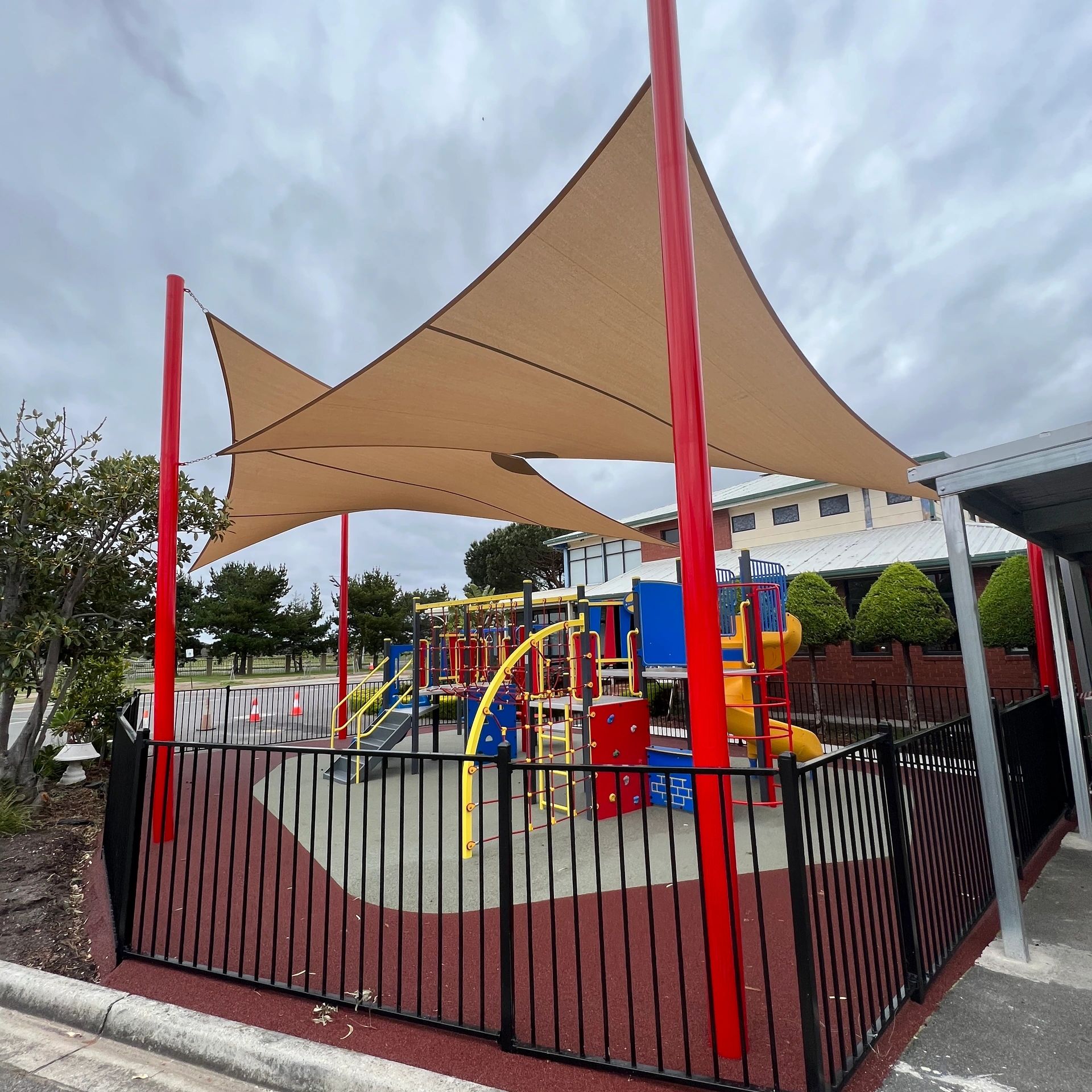 Shade sails over playground