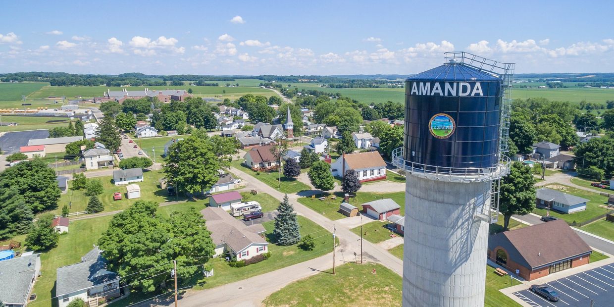 Amanda Ohio water tower, downtown
