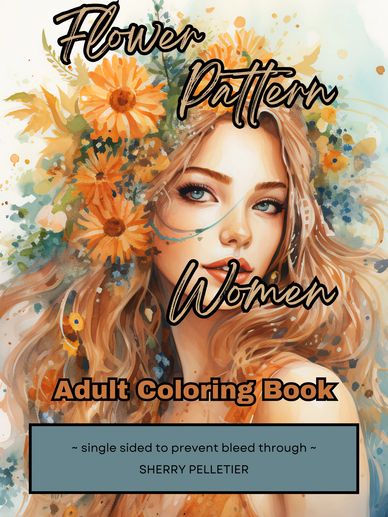 flower women pattern adult coloring book pretty woman with flowers in hair