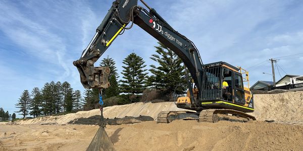 coastal rock bag installation stockton beach NSW