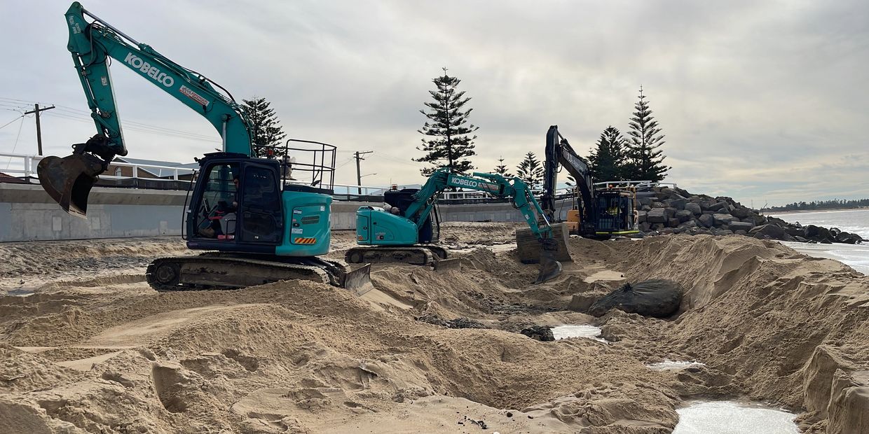 emergency rock bag earthworks stockton beach NSW