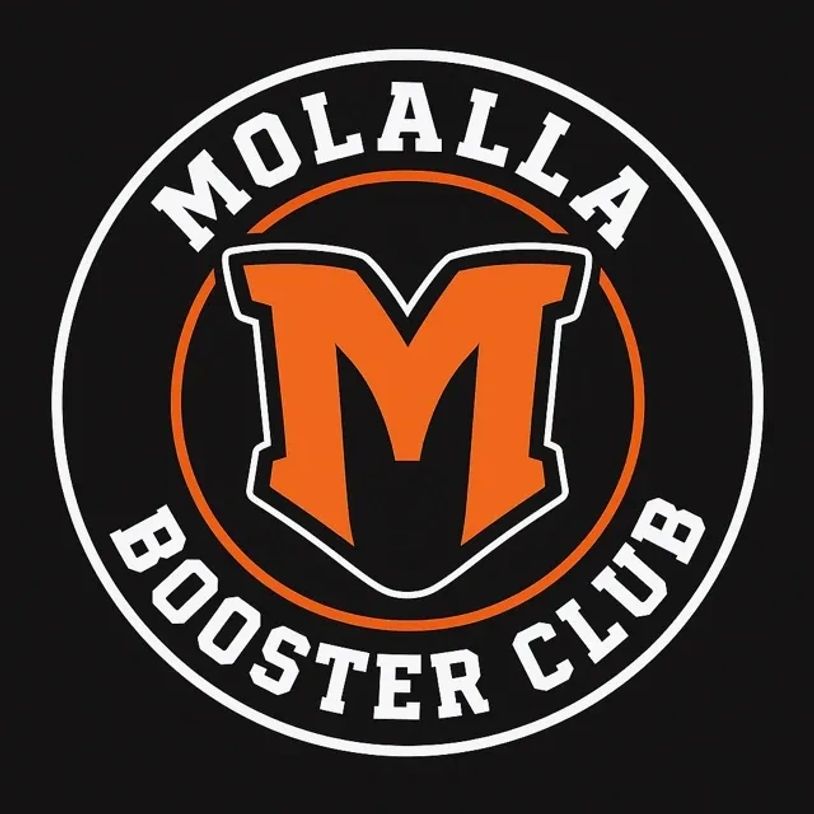 Logo of Molalla Booster Club with a bold orange M.