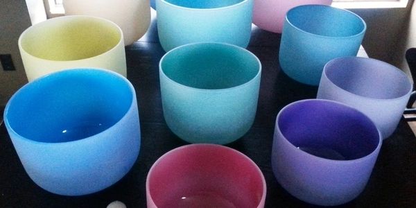 quartz crystal singing bowls of all colors