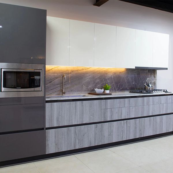 diseño de cocina moderno color gris