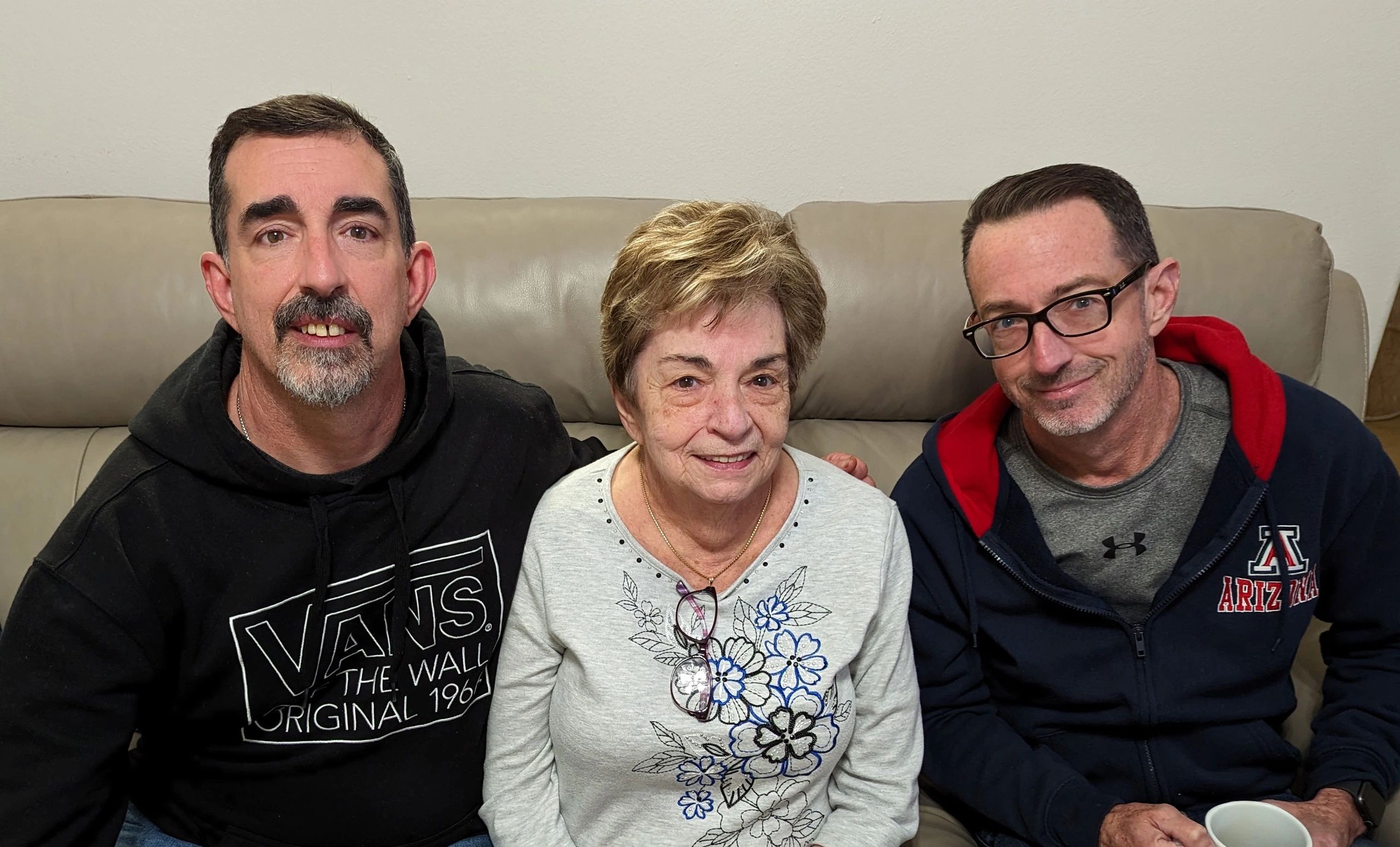 Me and my brother Johnny with mom the day before her first treatment.