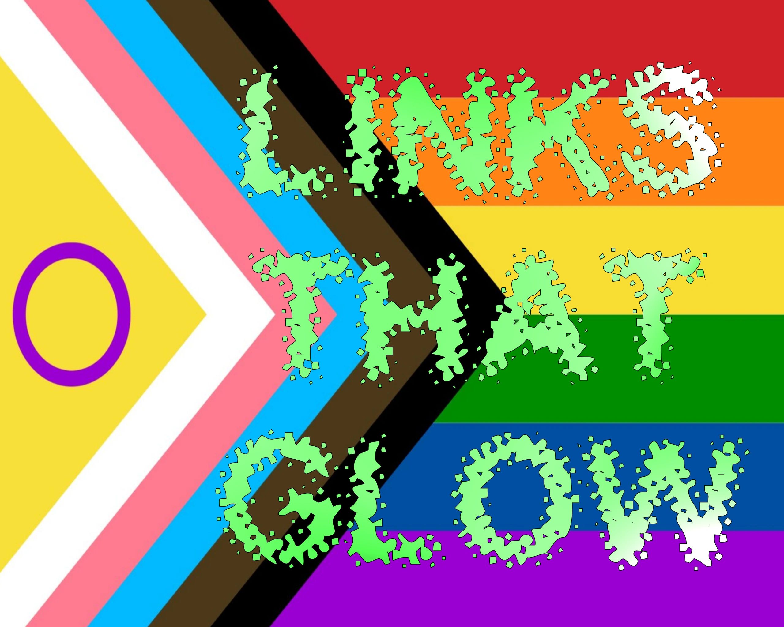 Intersex Progress PRIDE flag with text LINKS THAT GLOW on it.