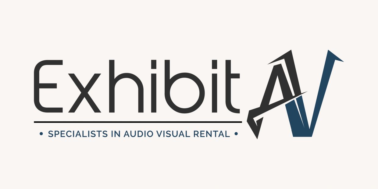Logo for ExhibitAV, audio visual rental specialists.