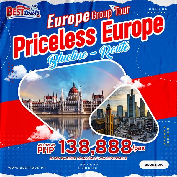 Europe group tour 'Priceless Europe' by BESTtours with scenic city views, priced at PHP 138,888 per person.