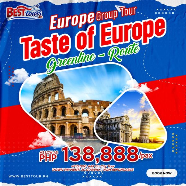 Europe group tour offer featuring iconic landmarks like the Colosseum and Leaning Tower of Pisa.