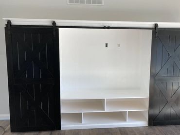 Custom Barn Door Entertainment Center
