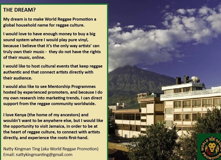 My dream is to make World Reggae Promotion a global household name for reggae culture.