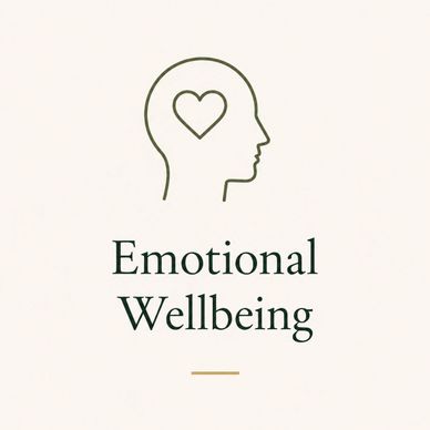 Outline of a human head with a heart inside, symbolizing emotional wellbeing.