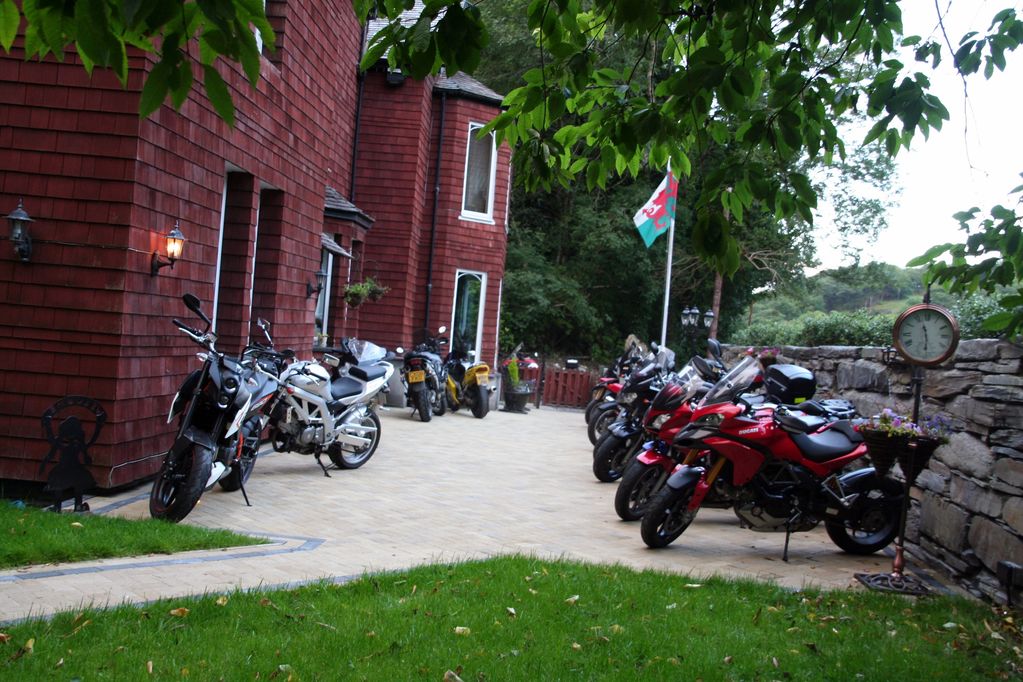 Front patio at Lledr House. This area is private to the owners, however we offer bikers to park here