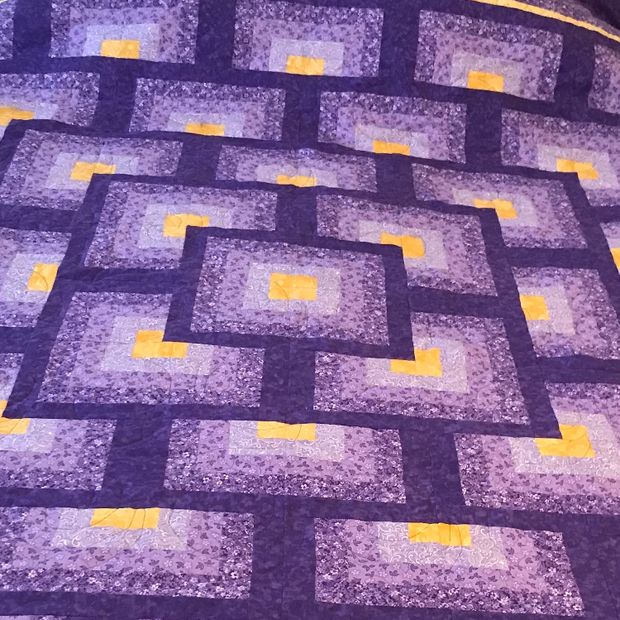 Purple and Gold Illusion Quilt