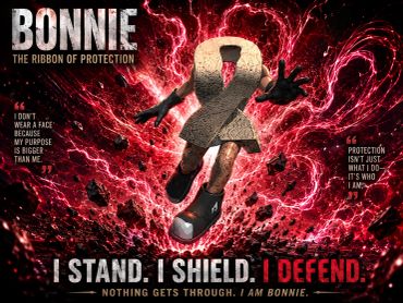 Bonnie, the ribbon of protection, defends with strong purpose.