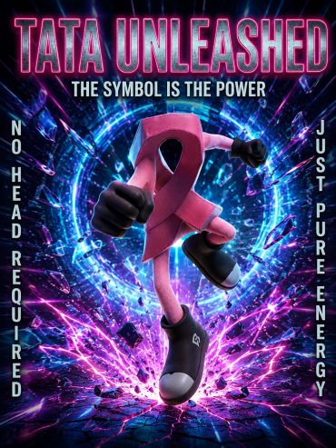 Energetic pink ribbon mascot with bold text Tata Unleashed.
