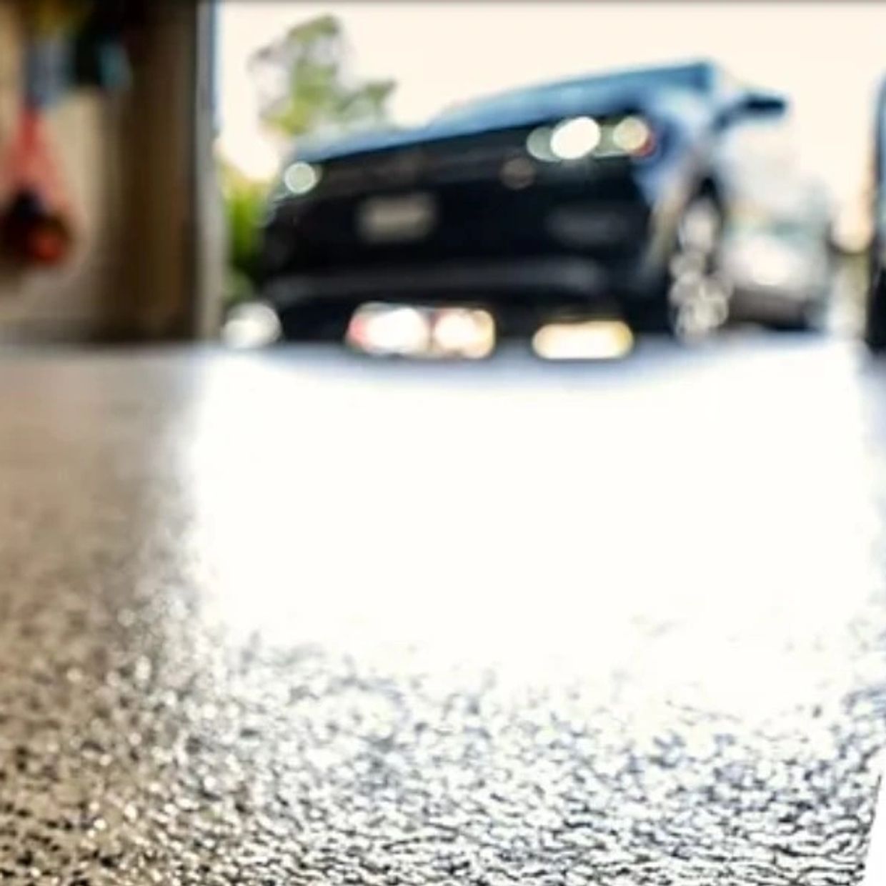 Car on epoxy floor