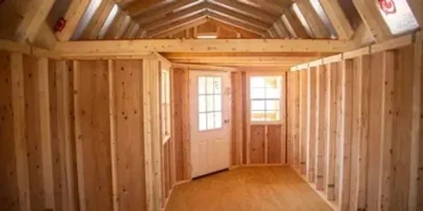 Inside a lofted barn cabin