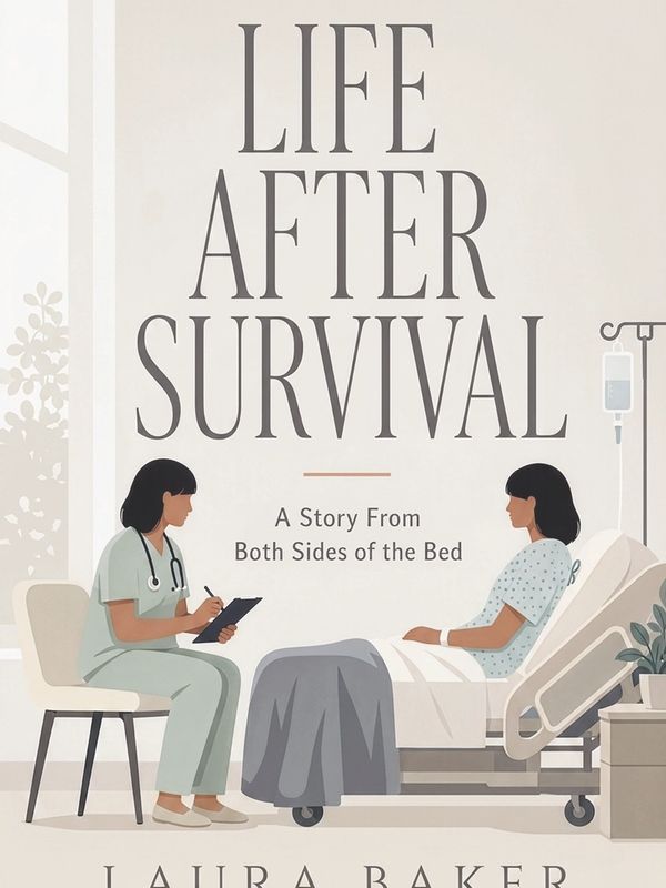 Illustration of a doctor and patient in a hospital room with the title Life After Survival.