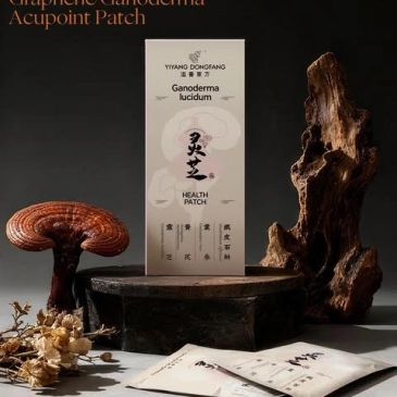 Ganoderma lucidum health patch with natural elements.