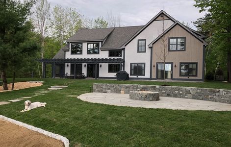 Landscape Design & installation, slate patio, masonry, fire pit, outdoor fire pit, lawn care