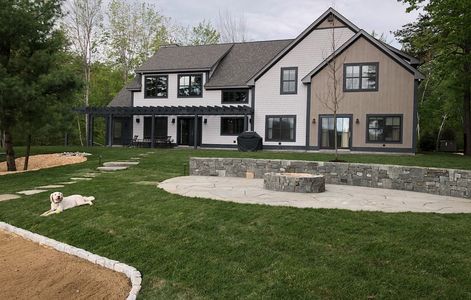 Landscape Design & installation, slate patio, masonry, fire pit, outdoor fire pit, lawn care