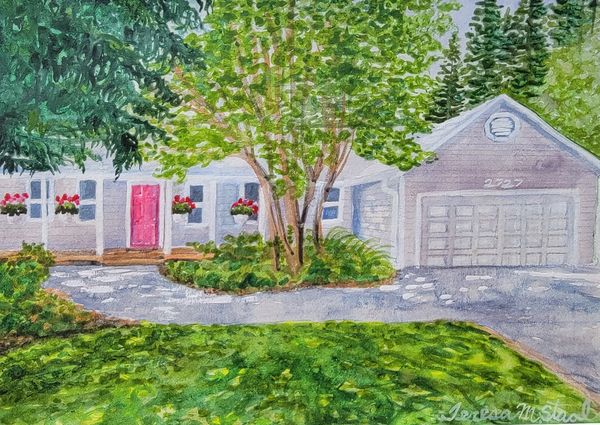 House Portrait created in Watercolor for Olympia Realtor, Betty Holt. 