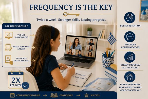 Young girl learning online with frequent practice for better skills.