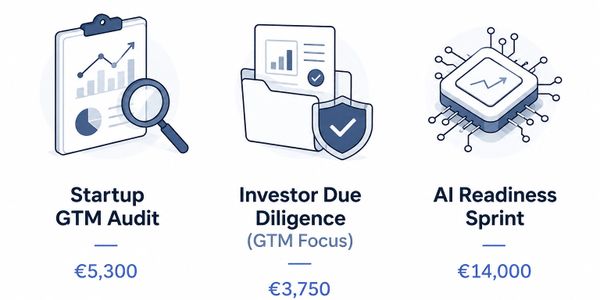 Pricing for startup audit, investor due diligence, and AI readiness sprint services.
