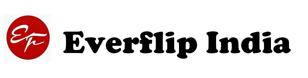 Everflip India logo with red circular emblem and black text.