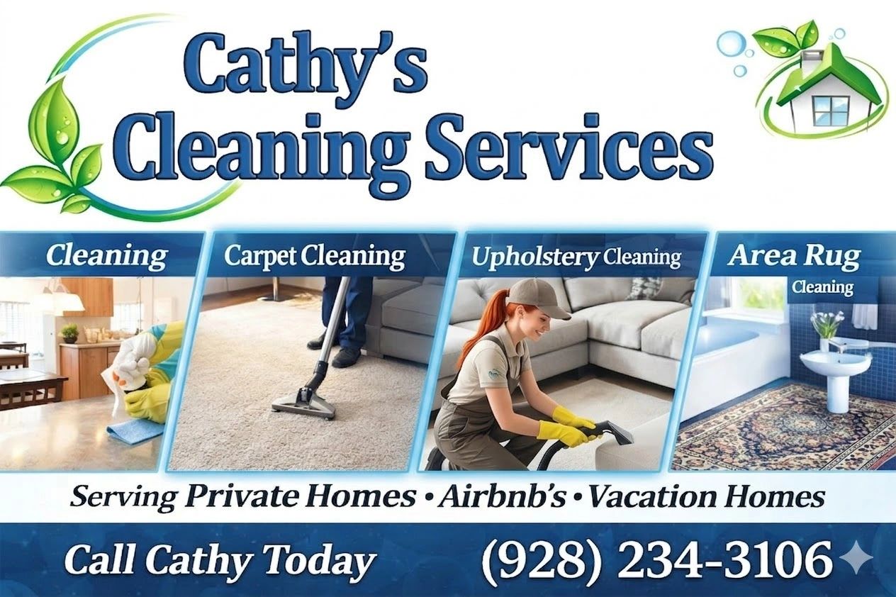 Cathy's Cleaning Services offers home, carpet, upholstery, and area rug cleaning.