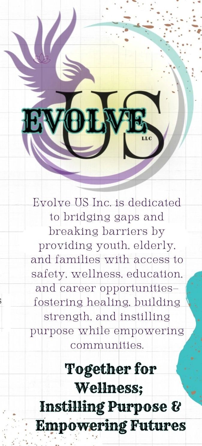 Evolve US Inc. logo with mission statement on wellness and empowerment.
