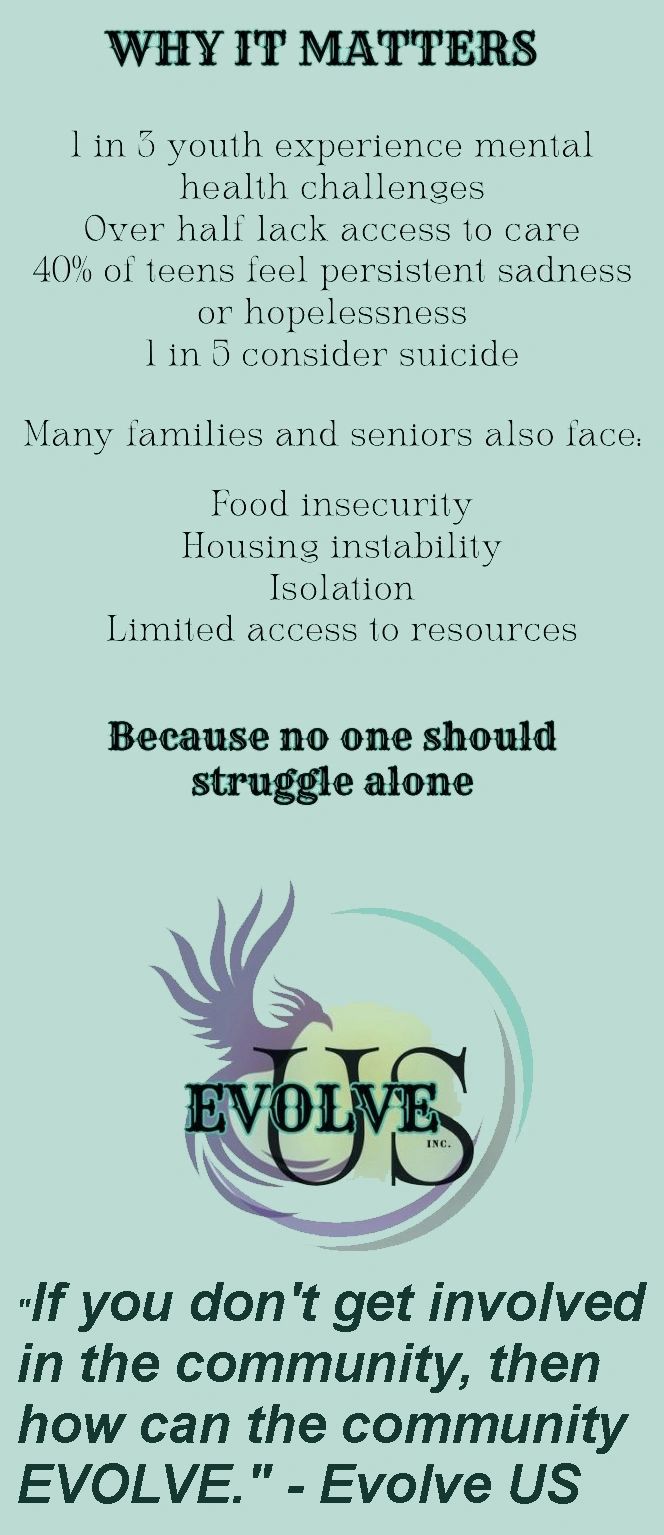 Mental health and social challenges affect many youth and families, urging community involvement.