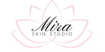 Elegant logo for Mira Skin Studio with a soft pink lotus design.