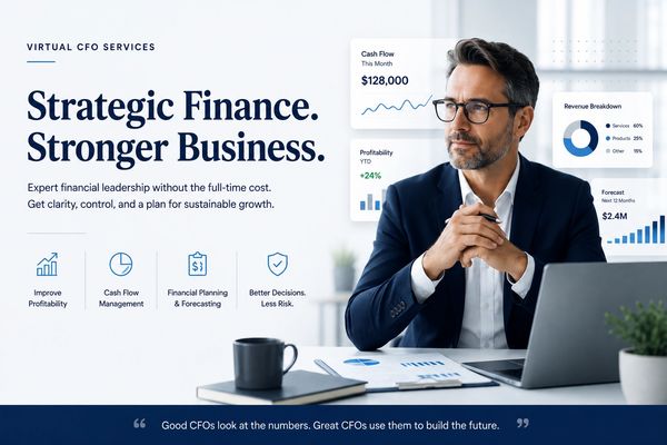 Professional CFO analyzing financial data for business growth and strategy.