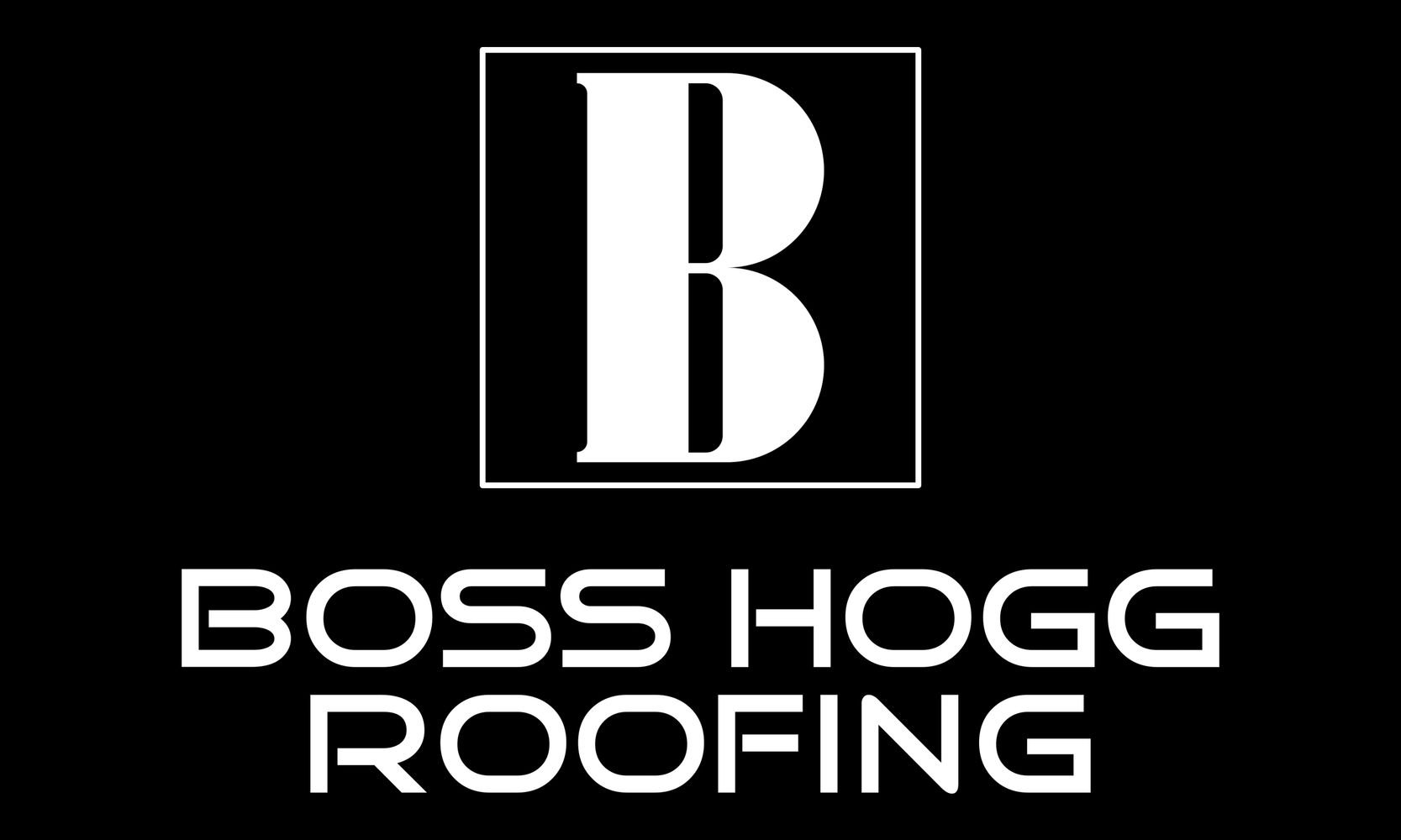 Logo of Boss Hogg Roofing with a bold B in a square. Boss Hogg Roofing.Houston roofing services, roofing installation, and roof inspections from storms.
