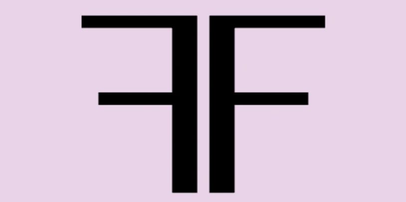 Black stylized FF logo on a pastel purple background.