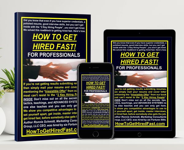 Book cover titled 'How to Get Hired Fast!' for professionals.
