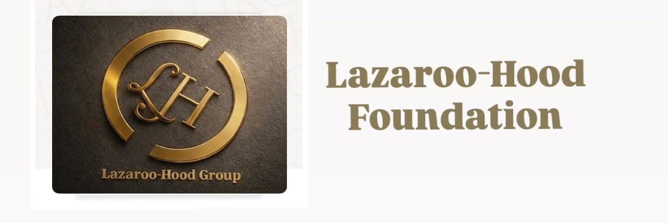 Lazaroo-Hood Group gold logo and foundation name.