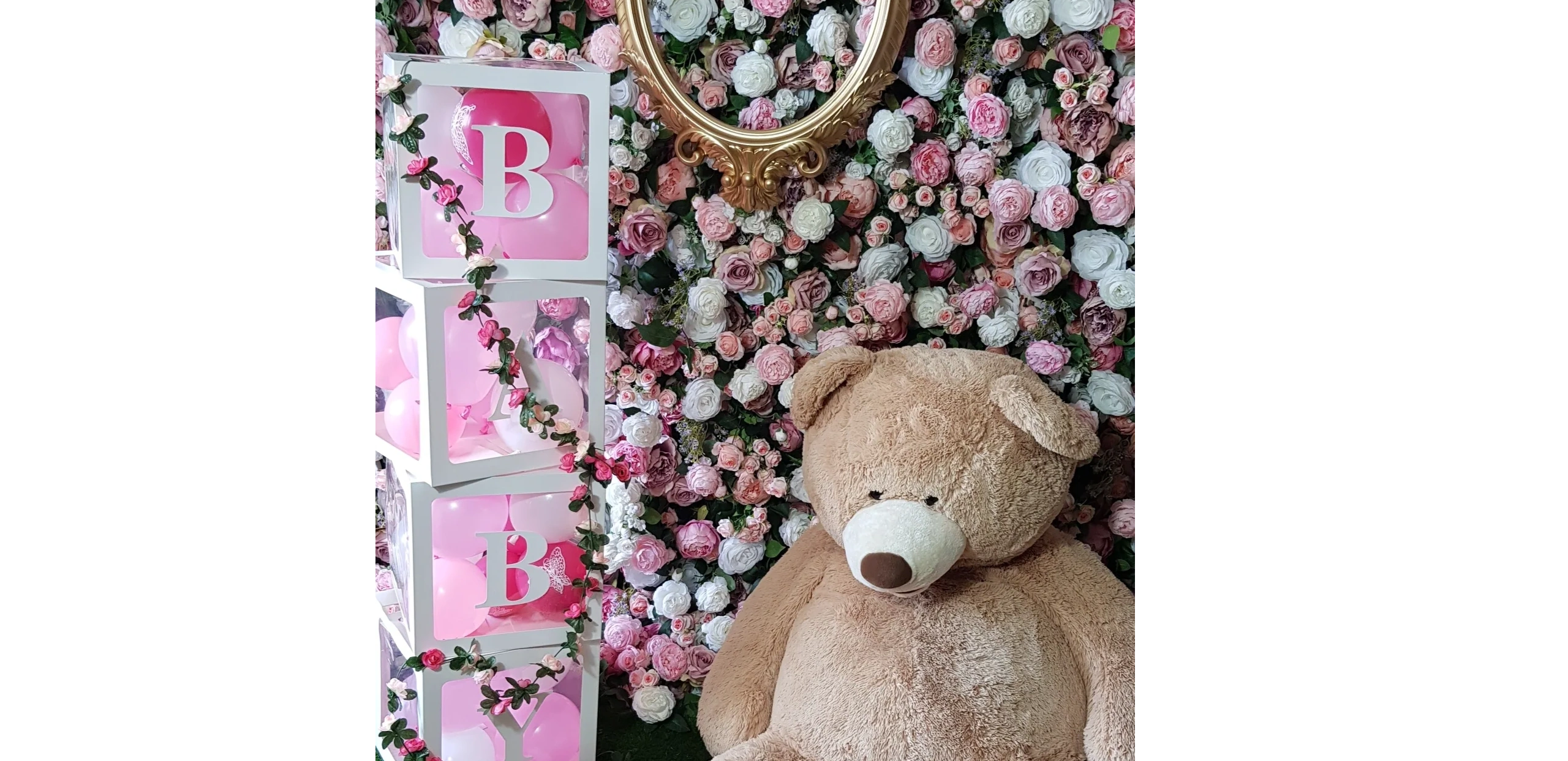 Girls baby shower Ayah Nur flower wall 