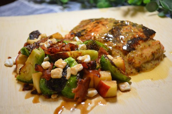 Maple Mustard Salmon with Brussels Sprouts