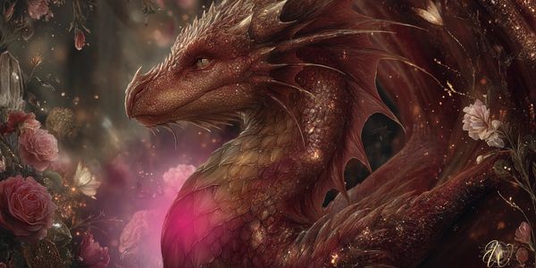 Red Dragon with Heart Flame