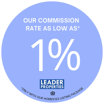 1% real estate commission offer by Leader Properties Inc.