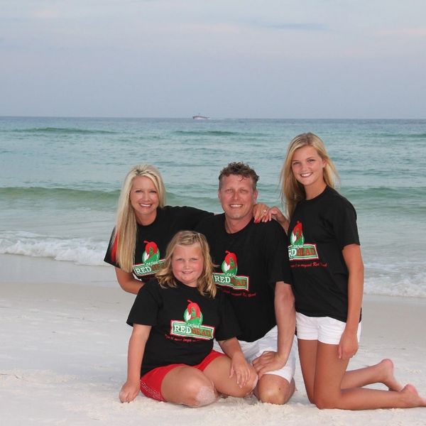 Family of four at the beach