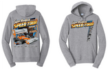 Gray hoodies with Speed Tuning car graphics in orange and black.