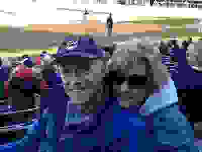 Ned Schabel and his wife Debbie at a baseball game.