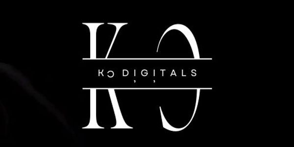 Minimalistic logo with stylized 'K' and 'O' and the text 'KO DIGITALS'.