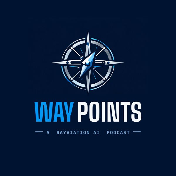 Logo for Waypoints, a Rayviation AI podcast.