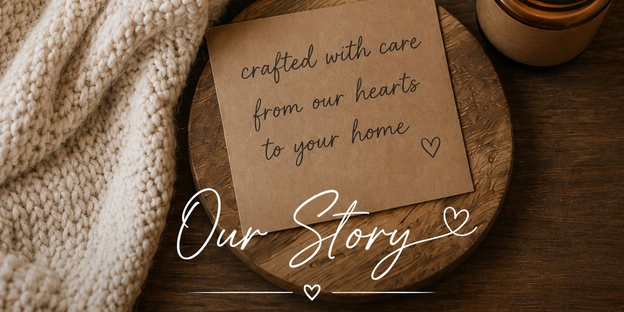 A heartfelt note on a wooden tray with knitted fabric.