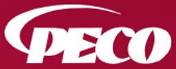 PECO logo with white text on a red background.
